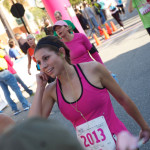female runner wearing pink